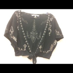 Black shrug embroidered and beige with jewels